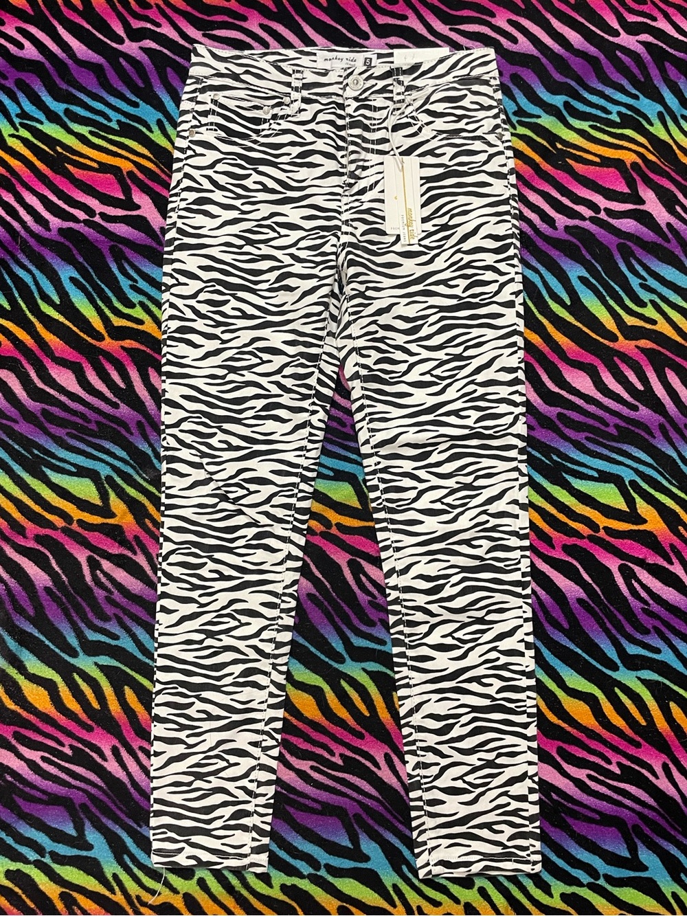 Emo Scene Zebra Print Skinny Jeans